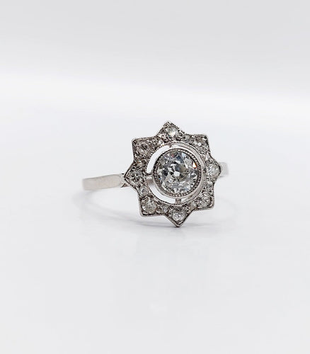 Bague 55.5 Bague Art déco en platine et diamants taille ancienne, 0,50 ct, vers 1930 58 Facettes A08099