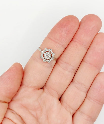 Bague 55.5 Bague Art déco en platine et diamants taille ancienne, 0,50 ct, vers 1930 58 Facettes A08099