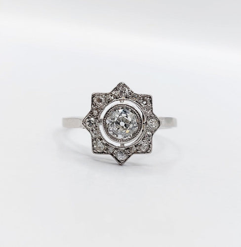 Bague 55.5 Bague Art déco en platine et diamants taille ancienne, 0,50 ct, vers 1930 58 Facettes A08099