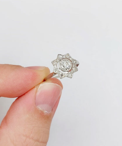 Bague 55.5 Bague Art déco en platine et diamants taille ancienne, 0,50 ct, vers 1930 58 Facettes A08099
