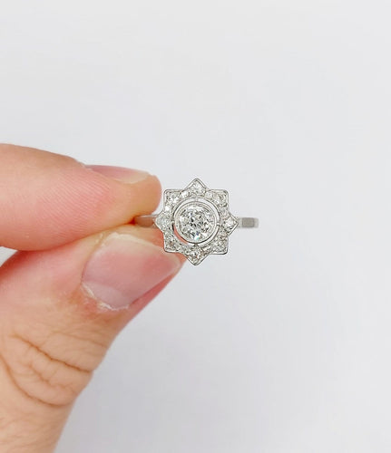 Bague 55.5 Bague Art déco en platine et diamants taille ancienne, 0,50 ct, vers 1930 58 Facettes A08099
