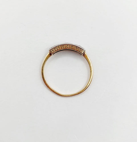 Bague 54 Bague jarretière Art déco en or 18k et platine, diamants taille ancienne 58 Facettes A08101