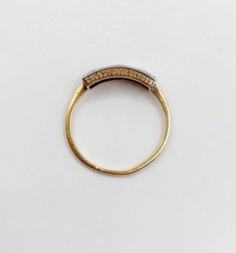 Bague 54 Bague jarretière Art déco en or 18k et platine, diamants taille ancienne 58 Facettes A08101