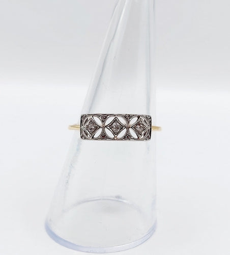 Bague 54 Bague jarretière Art déco en or 18k et platine, diamants taille ancienne 58 Facettes A08101