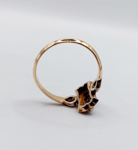 Bague 57.5 Bague marquise ancienne en or rose 18k, saphirs et perles, vers 1890 58 Facettes A08102