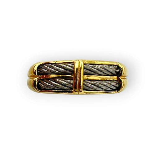 Bague 55 Bague en or jaune 750 et acier torsadé 58 Facettes 149072340