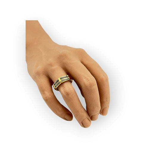Bague 55 Bague en or jaune 750 et acier torsadé 58 Facettes 149072340