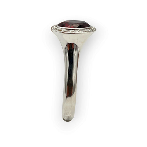 Bague 56 Bague en or blanc 750, tourmaline rouge et diamants 58 Facettes 149072439