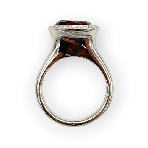 Bague 56 Bague en or blanc 750, tourmaline rouge et diamants 58 Facettes 149072439