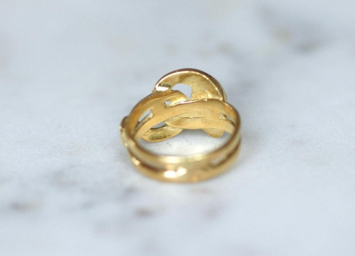 Bague 48 Bague ancienne serpent enroulé, émeraudes, or jaune 18 carats 58 Facettes