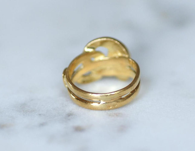 Bague 48 Bague ancienne serpent enroulé, émeraudes, or jaune 18 carats 58 Facettes
