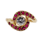 Bague 46 Bague tourbillon en or 18k, diamant et rubis, vers 1920 58 Facettes A08114