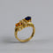 Bague 54 Bague Toi et Moi vintage en or jaune 18 carats, saphirs et diamants 58 Facettes