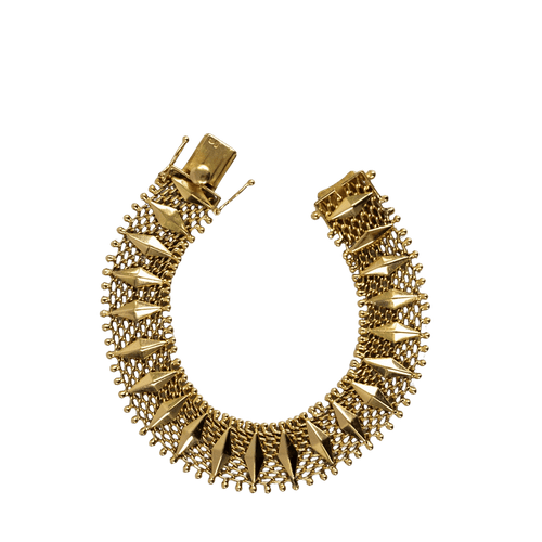 Bracelet Bracelet manchette vintage en or jaune 18 carats, maille souple 58 Facettes