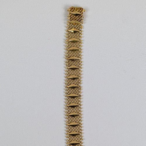 Bracelet Bracelet manchette vintage en or jaune 18 carats, maille souple 58 Facettes