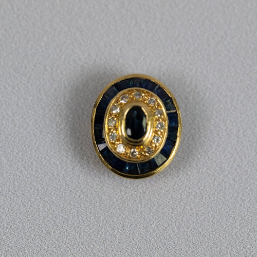 Pendentif Pendentif style Art déco en or jaune 18 carats, saphirs et diamants 58 Facettes