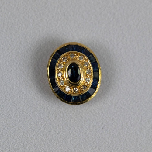Pendentif Pendentif style Art déco en or jaune 18 carats, saphirs et diamants 58 Facettes