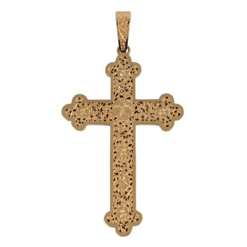 Pendentif Pendentif croix tréflée ajourée en or jaune 18 carats, 8 cm 58 Facettes