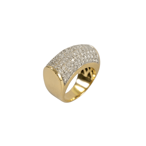 Bague Bague bandeau vintage pavée de diamants en or jaune 18 carats – 17,36 g 58 Facettes