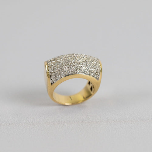 Bague Bague bandeau vintage pavée de diamants en or jaune 18 carats – 17,36 g 58 Facettes