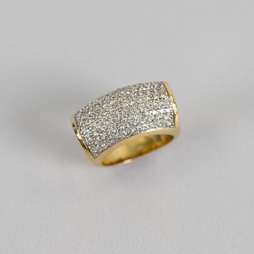 Bague Bague bandeau vintage pavée de diamants en or jaune 18 carats – 17,36 g 58 Facettes