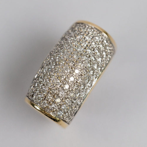 Bague Bague bandeau vintage pavée de diamants en or jaune 18 carats – 17,36 g 58 Facettes