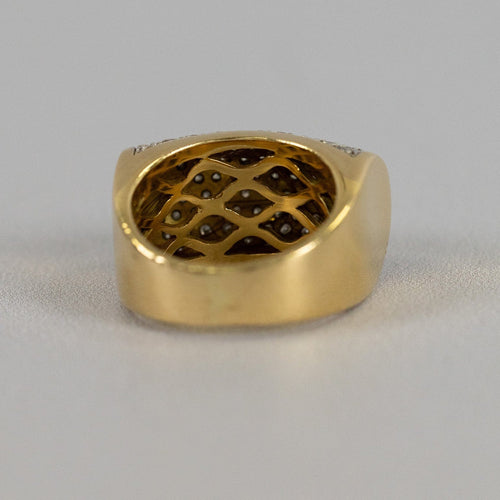 Bague Bague bandeau vintage pavée de diamants en or jaune 18 carats – 17,36 g 58 Facettes