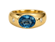 Bague 60 Bague pour homme en or jaune 18k avec saphir bleu et diamants 58 Facettes ring