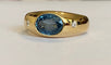 Bague 60 Bague pour homme en or jaune 18k avec saphir bleu et diamants 58 Facettes ring