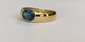 Bague 60 Bague pour homme en or jaune 18k avec saphir bleu et diamants 58 Facettes ring