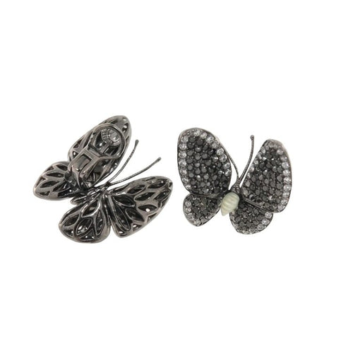 Boucles d'oreilles Boucles d’oreilles en or blanc 750 rhodié noir, diamants blancs et noirs 58 Facettes G4064