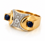 Bague 58 Bague Tank ancienne en or bicolore 18 carats, saphirs et diamants 58 Facettes 90699