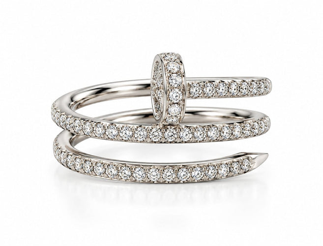 Bague 51 Cartier - Juste un Clou - Bague en or blanc 18 carats et diamants, taille 51 58 Facettes 90639