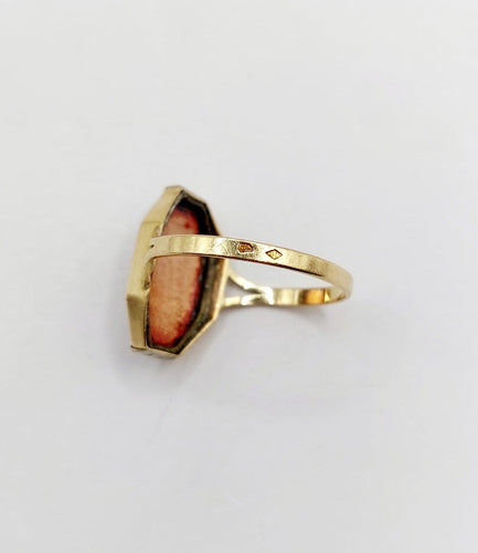 Bague 54 Art déco de Limoges - Bague en or 18k avec plaque émaillée au profil féminin 58 Facettes A08126