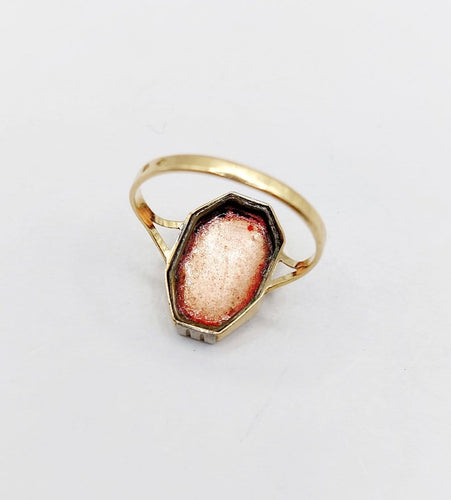 Bague 54 Art déco de Limoges - Bague en or 18k avec plaque émaillée au profil féminin 58 Facettes A08126