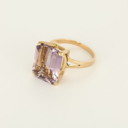 Bague 49 Bague vintage en or rose 18k sertie d’une améthyste 58 Facettes BGam8ctR