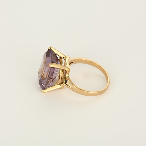 Bague 49 Bague vintage en or rose 18k sertie d’une améthyste 58 Facettes BGam8ctR