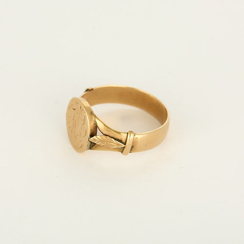Bague 63 Chevalière vintage en or rose 18k avec initiales « BM » 58 Facettes ChevalièreBM
