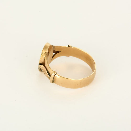 Bague 63 Chevalière vintage en or rose 18k avec initiales « BM » 58 Facettes ChevalièreBM