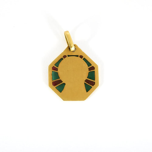 Pendentif Médaille ancienne de la Vierge en or jaune et émail 58 Facettes Médailleviergeémail