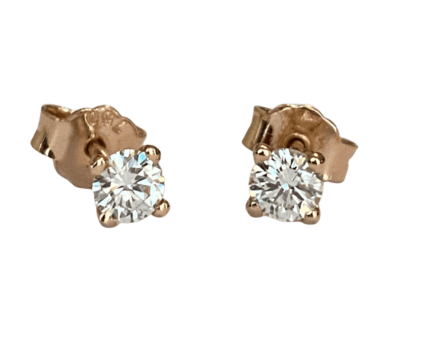 Boucles d'oreilles Boucles d’oreilles - Puces solitaires en or rose 18 carats avec diamants (0,39 ct) 58 Facettes earrings