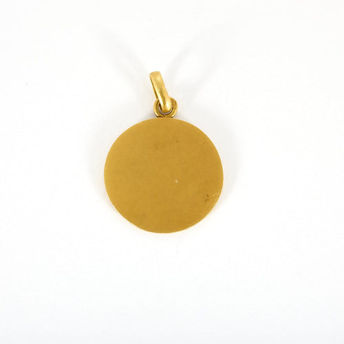 Pendentif Médaille florale ancienne en or jaune 18k à contour perlé 58 Facettes MédaillefloraleJ