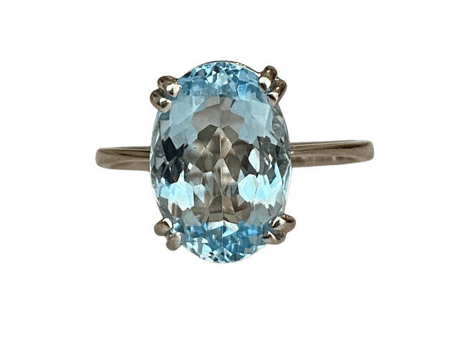 Bague 53 Bague cocktail en or blanc 18 ct avec aigue-marine de 3 ct 58 Facettes ring