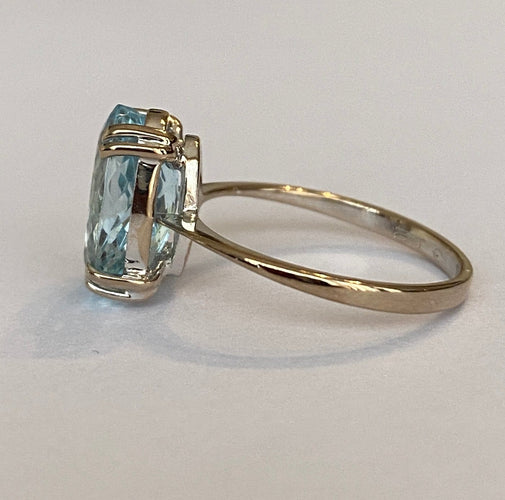 Bague 53 Bague cocktail en or blanc 18 ct avec aigue-marine de 3 ct 58 Facettes ring