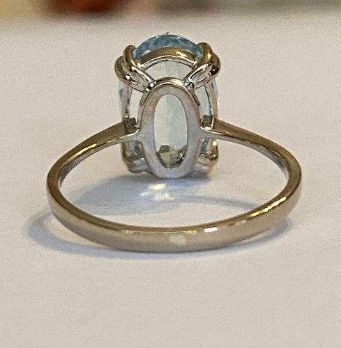 Bague 53 Bague cocktail en or blanc 18 ct avec aigue-marine de 3 ct 58 Facettes ring