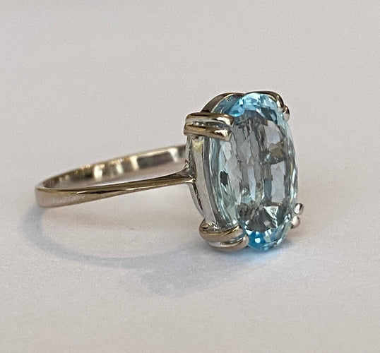 Bague 53 Bague cocktail en or blanc 18 ct avec aigue-marine de 3 ct 58 Facettes ring