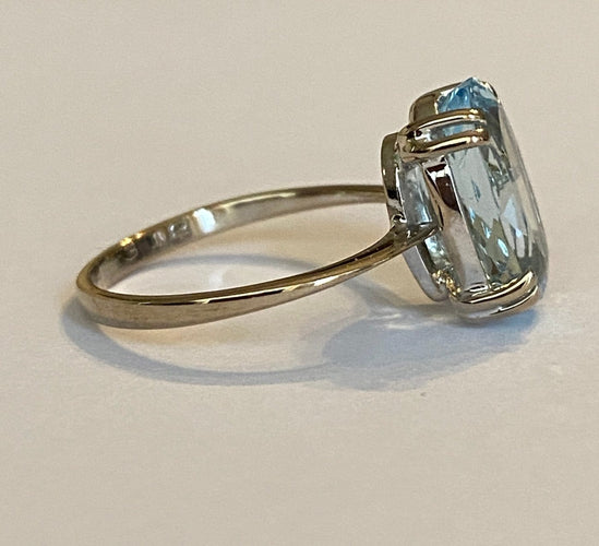 Bague 53 Bague cocktail en or blanc 18 ct avec aigue-marine de 3 ct 58 Facettes ring