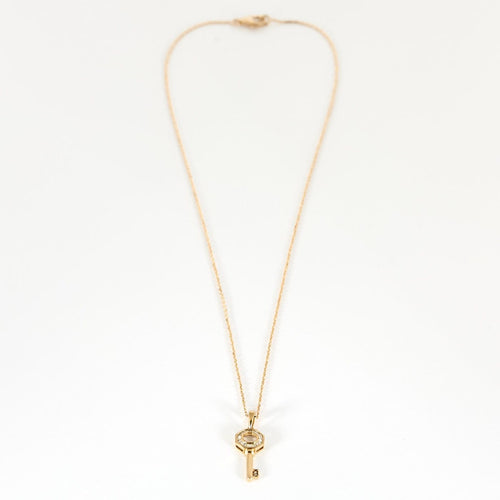 Collier Collier clé en or rose 18k avec diamants baguette 58 Facettes ColliercléR