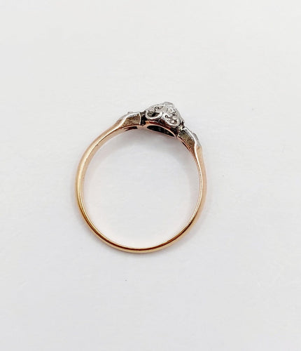 Bague 57 Bague solitaire ancienne en or rose 18k et platine, diamant taille ancienne 0,20 ct 58 Facettes A08135