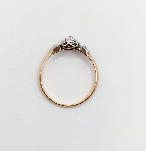 Bague 57 Bague solitaire ancienne en or rose 18k et platine, diamant taille ancienne 0,20 ct 58 Facettes A08135